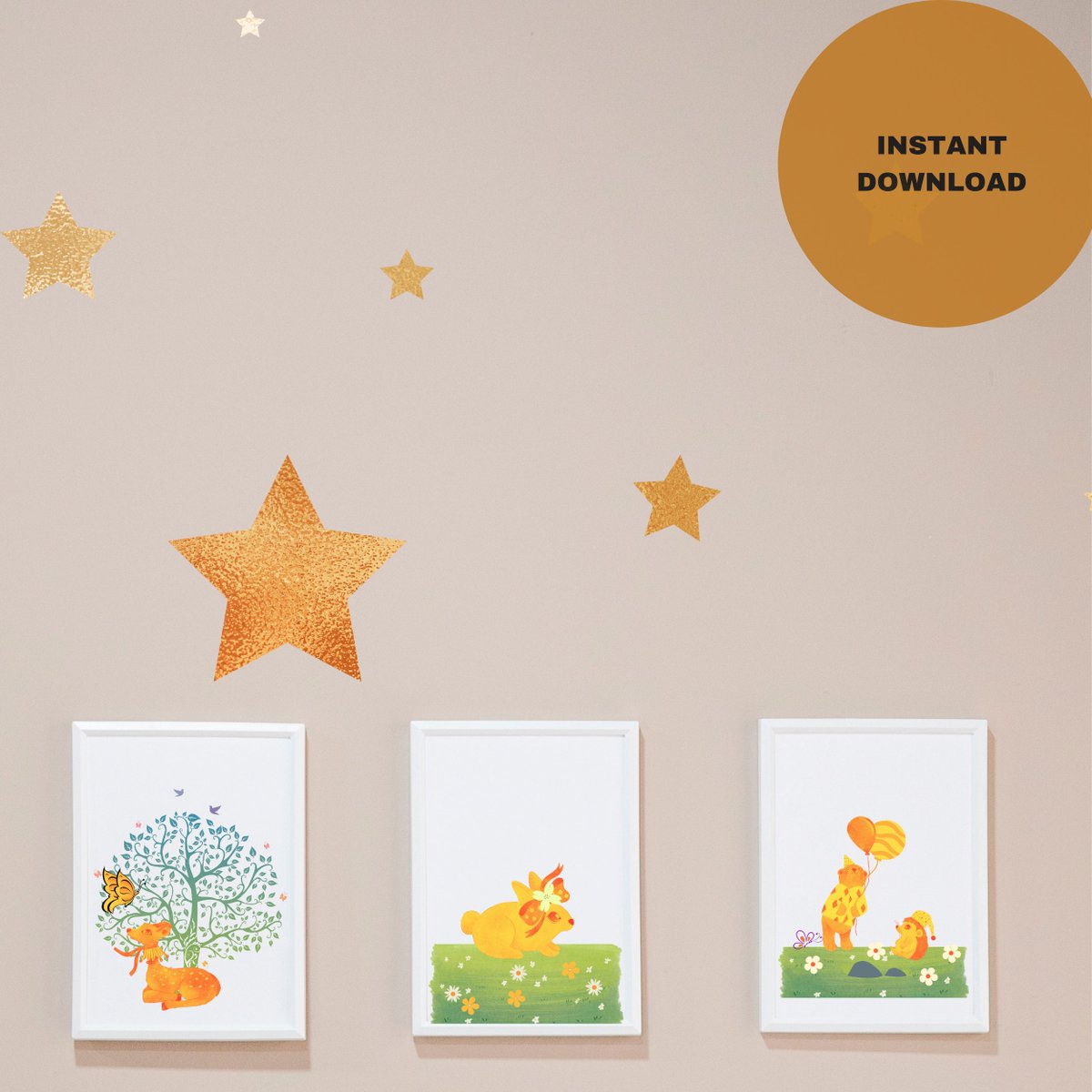 Excited to share the latest addition to my #etsy shop: Woodland animals Wall Art For kids and nursery, Baby ShowerGift, set of 3 etsy.me/41YP2Ps #orange #babyshower #green #unframed #entryway #artdeco #animal #vertical #nurseryprints