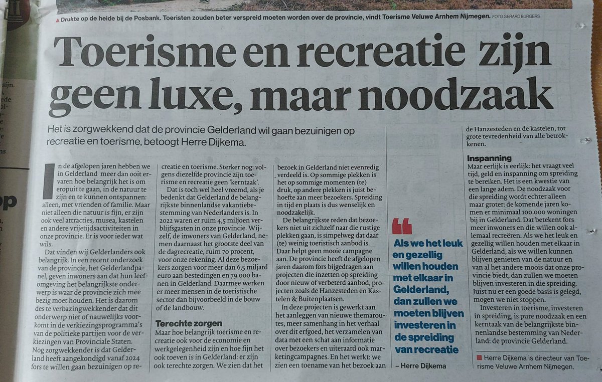 Belangrijk punt: niet bezuinigen. We wonen met steeds meer mensen in deze provincie met ook nog veel woningbouwplannen, recreatie is van essentieel belang Nu meer dan ooit.#Stemlijst13 #plek3
<a href="/LokalePartijenG/">Lokale Partijen GLD</a> #nietbezuinigen #verkiezingen15maart #provincialestatenverkiezingen