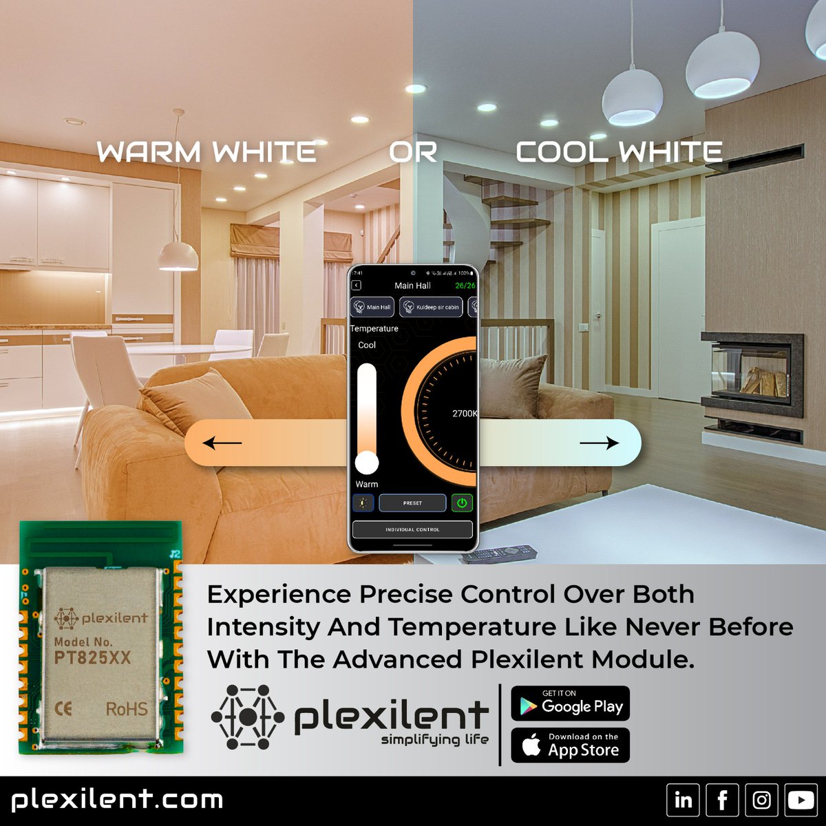 lumens_tech's tweet image. Experience precise control over both intensity &amp;amp; temperature Like Never before with the advanced Plexilent module.
.
.
#Plexilent
#SmartLightControl #SmartHomeTech #LightingAutomation #LightingControl #SmartLighting #HomeAutomation #TemperatureControl #LightIntensity #SmartModule