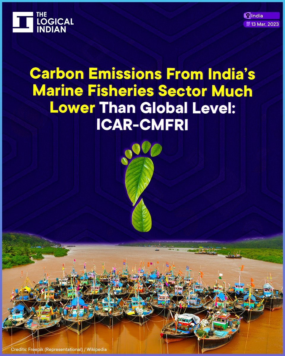 LogicalIndians's tweet photo. Marine fisheries in India have a much lower carbon footprint than the global average, according to ICAR's Central Marine Fisheries Research Institute (CMFRI). 

#carbonemissions  #indiamarine  #Fisheriessector  #globallevel https://t.co/lP5dJKVw3L