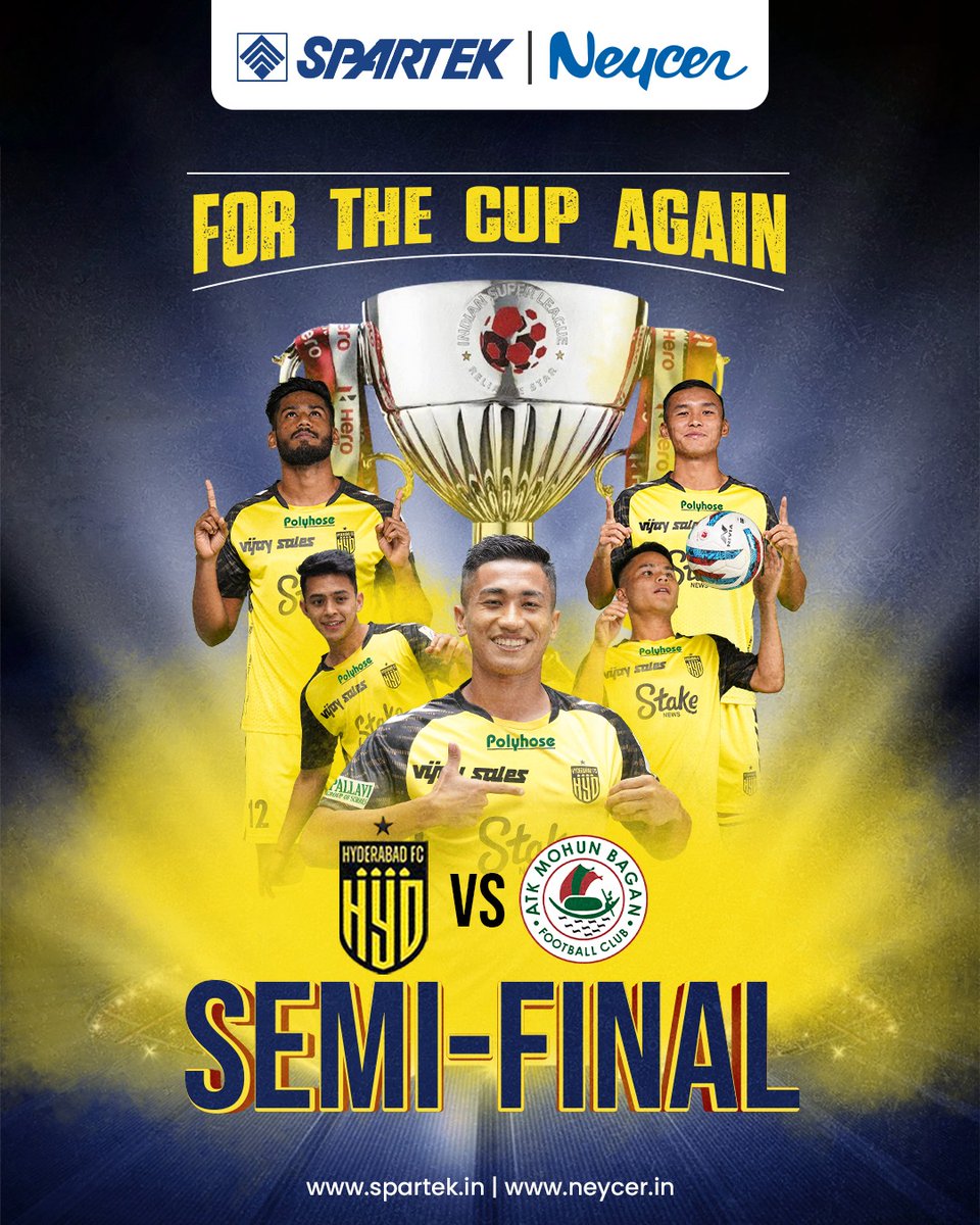 SpartekTiles's tweet photo. Get ready to witness a massive game at kolkata today!!!

#HyderabadFC #Spartek #Neycer #IndianSuperLeague #HYDFC #SupportHYDFC #ISL https://t.co/NQKb573kd7