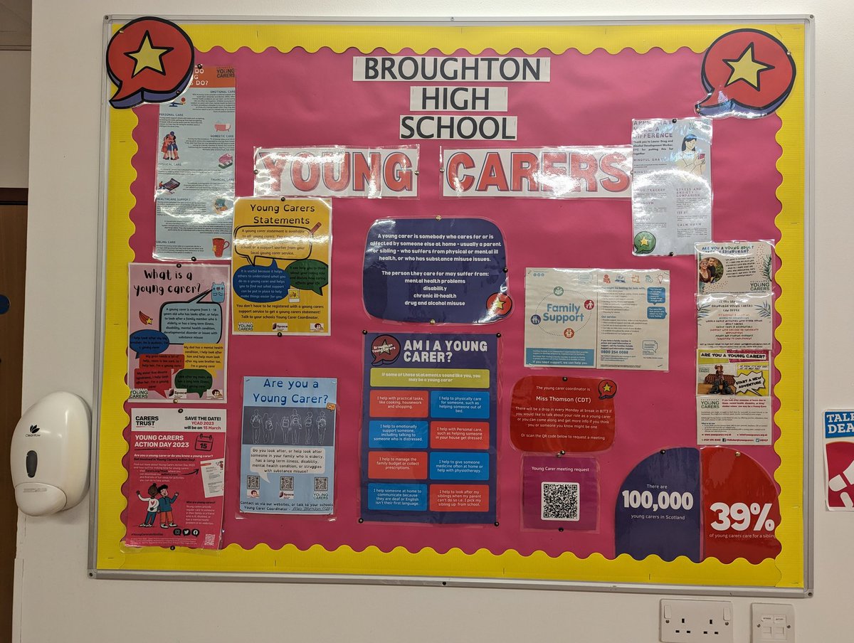 After attending the 1st #YCIE2023 conference last week and getting loads of new resources and info the <a href="/BroHighOfficial/">Broughton High</a> YC noticeboard for pupils has been updated in the guidance corridor! You will find more info on family support and outside agency contacts 
<a href="/EYCP/">Edinburgh Young Carers</a> <a href="/carers_team/">Capital Carers</a>