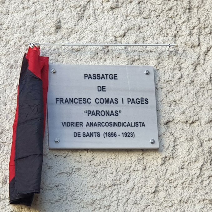 SantsCoop's tweet photo. Avui fa cent anys de la mort de Francesc Comas i Pagès, Paronas, vidrier anarcosindicalista de Sants i soci de la cooperativa Model del Segle XX. Caigué assassinat pels pistolers de la patronal al costat de Salvador Seguí.
La seva memòria perdurarà al barri i arreu!! https://t.co/XNZ4pvCE7B