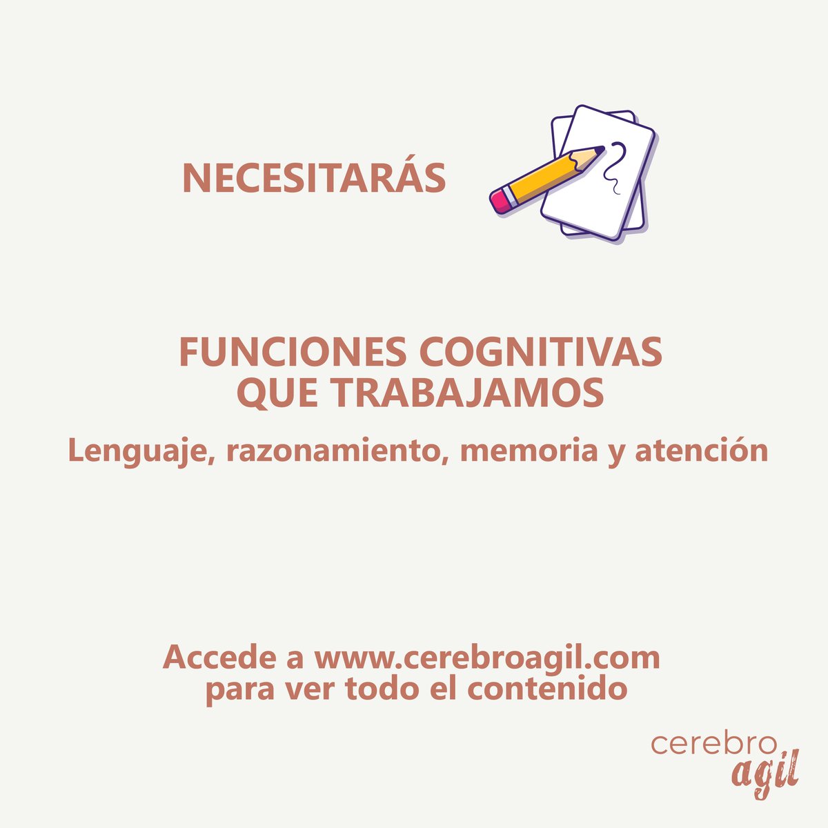 EL VIDEO DEL MES ES…

Palabras desordenadas

Necesitaras papel y lápiz.

Trabajaremos lenguaje, razonamiento, memoria y atención.
Accede al video en siguiente link o a través de nuestra Storie!
youtu.be/02pRdS6MYIk