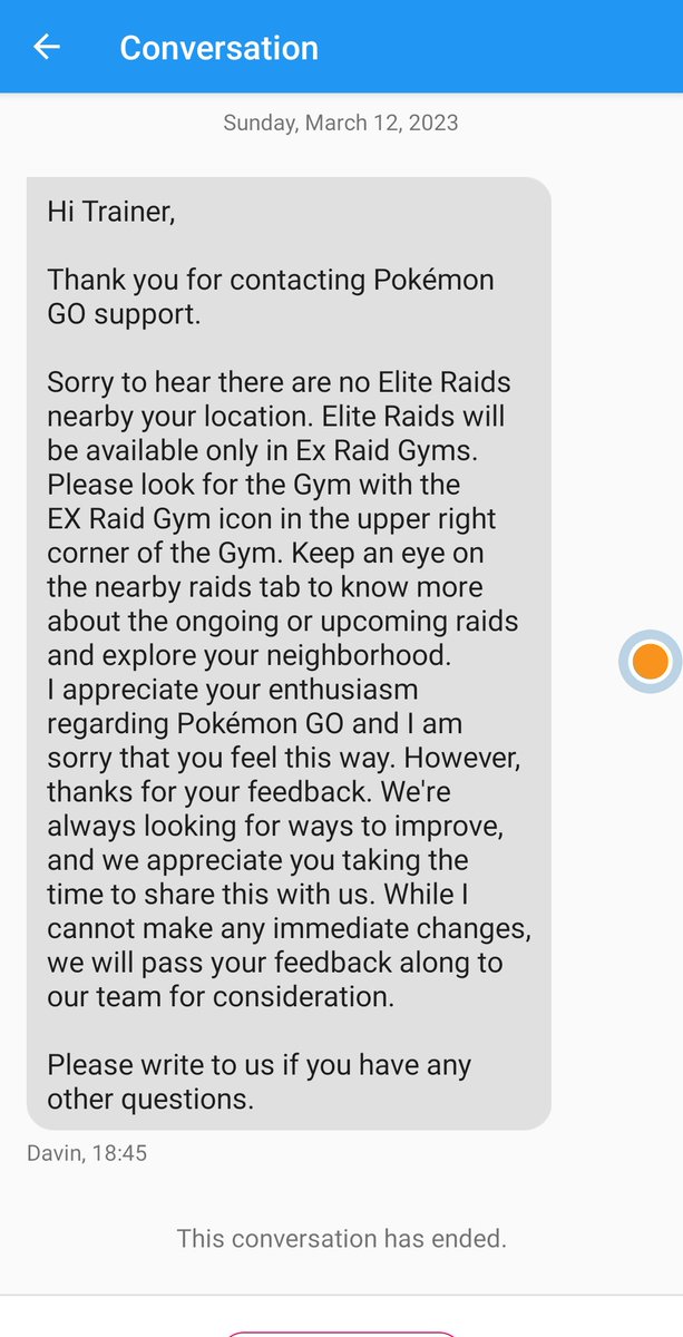 PGTravelerOf's tweet photo. No elite raid at 17pm for all Nord West Switzerland just 3 in the forest where no one go in-person... ? Answer from Support below... 😤 #Pokemongo #Pokemongoapp #eliteraid @NianticHelp #regidrago #bug #nosupport #norefund #nottested #amateurwork #nomakeup #risingbadgerevent https://t.co/7s5oJARTZ7