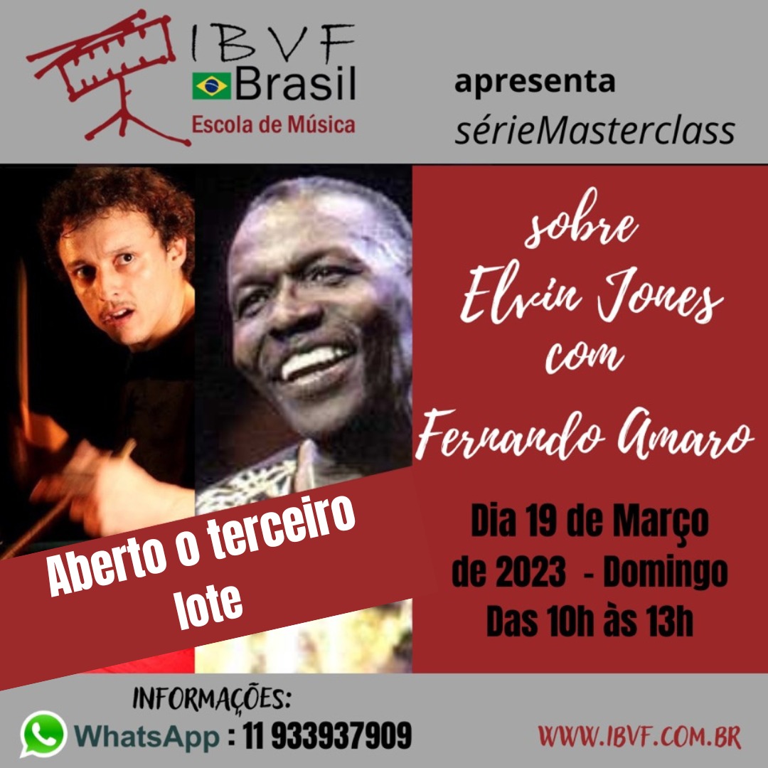 No próximo domingo!

SOBRE ELVIN JONES com FERNANDO AMARO

Ainda dá tempo, mas temos poucas vagas disponíveis. Garanta a sua!

Pelo Sympla: sympla.com.br/evento/sobre-e…
Pelo WhatsApp: 11.93393 7909

#fernandoamaro #elvinjones #seriemasterclass #ibvfbrasil