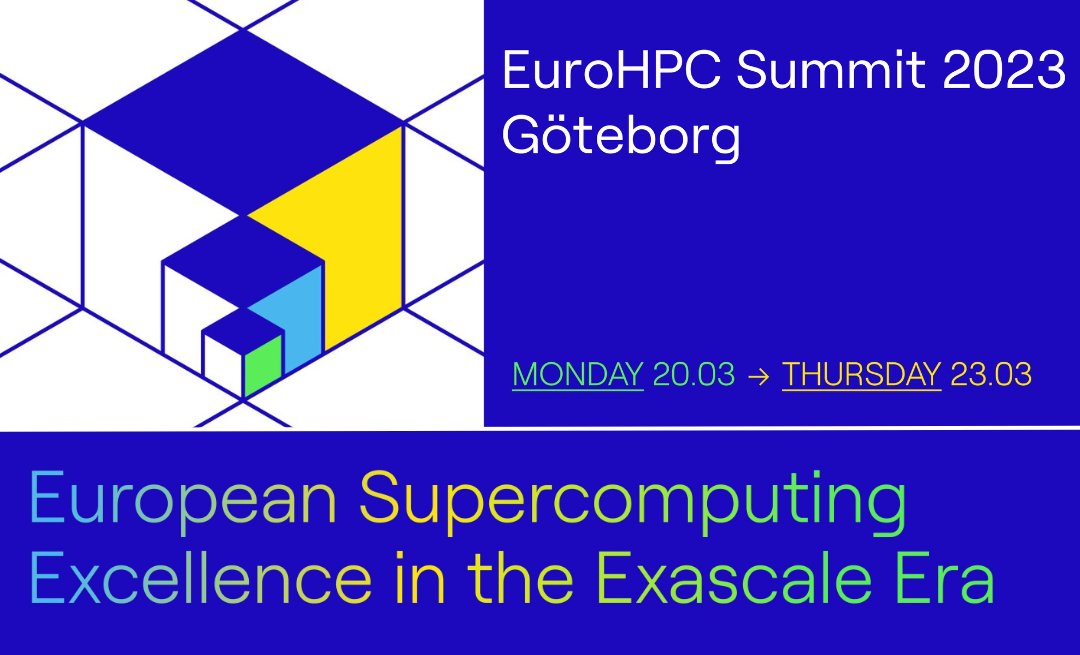 EuroHPC_JU's tweet photo. D-7 for #EuroHPCSummit2023 and today is the LAST DAY to register for the event!
Registrations close at 18h00 today so don't miss your opportunity to join us online or in person!
Register here 👉 https://t.co/JOo4EUUJut https://t.co/XXATpaPYUc