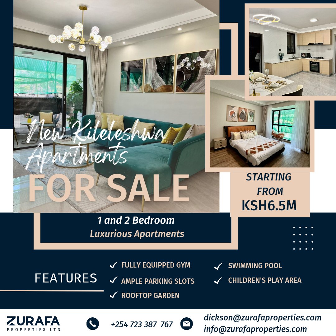 ZurafaLtd's tweet photo. If you are looking for a sign to buy a home, this is it! 😉 New beautiful apartments are available for SALE in Kileleshwa. 

For viewing and any inquiries, please call +254 723 387 767. We would love to take this journey with you. 

#RealEstate #RealEstateInKenya #Apartments https://t.co/zOv8ECk3tQ