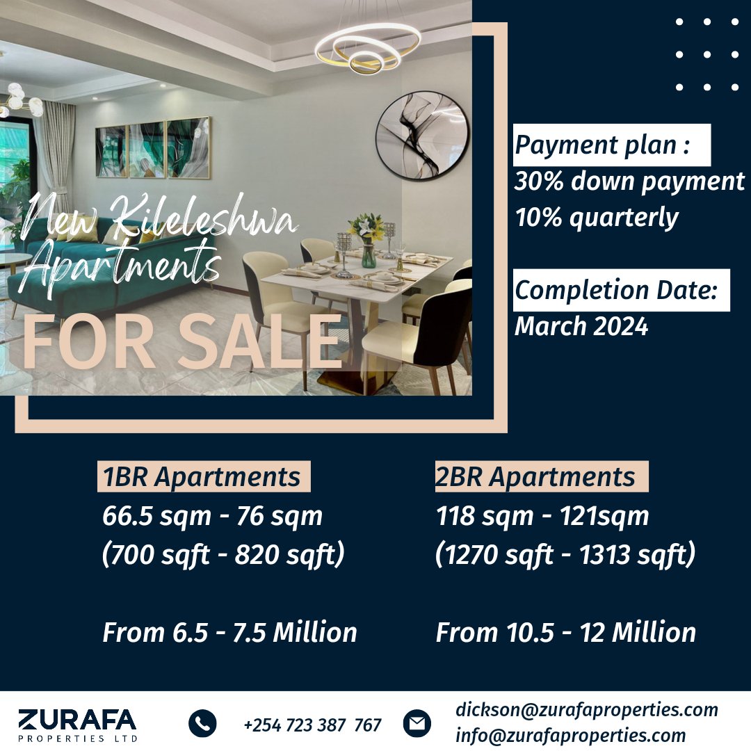 ZurafaLtd's tweet photo. If you are looking for a sign to buy a home, this is it! 😉 New beautiful apartments are available for SALE in Kileleshwa. 

For viewing and any inquiries, please call +254 723 387 767. We would love to take this journey with you. 

#RealEstate #RealEstateInKenya #Apartments https://t.co/zOv8ECk3tQ