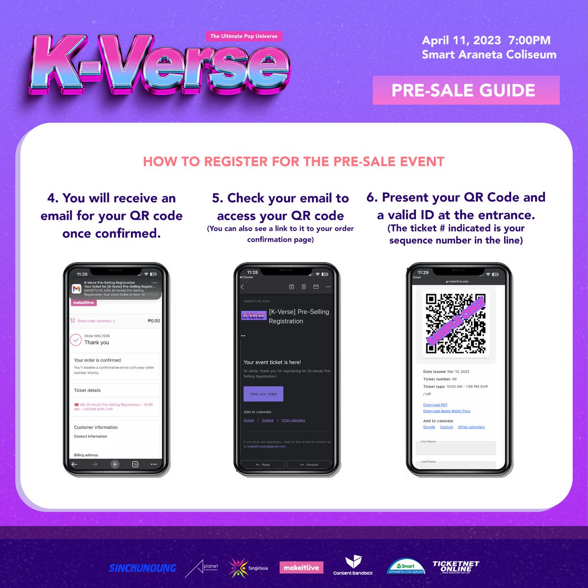 makeitliveasia's tweet photo. Are you ready to step into #KVersePH? This is your ultimate guide to the K-Verse Ticket Pre-selling event happening on March 18 at the Novotel Manila Araneta City

📍 Registration opens in March 16 at 6PM
🔗 https://t.co/k2isH5WIgy

Registration is REQUIRED to join the pre-selling event.

PS: We've got more surprises in store for you! Be ready as it's coming to you soon 😉