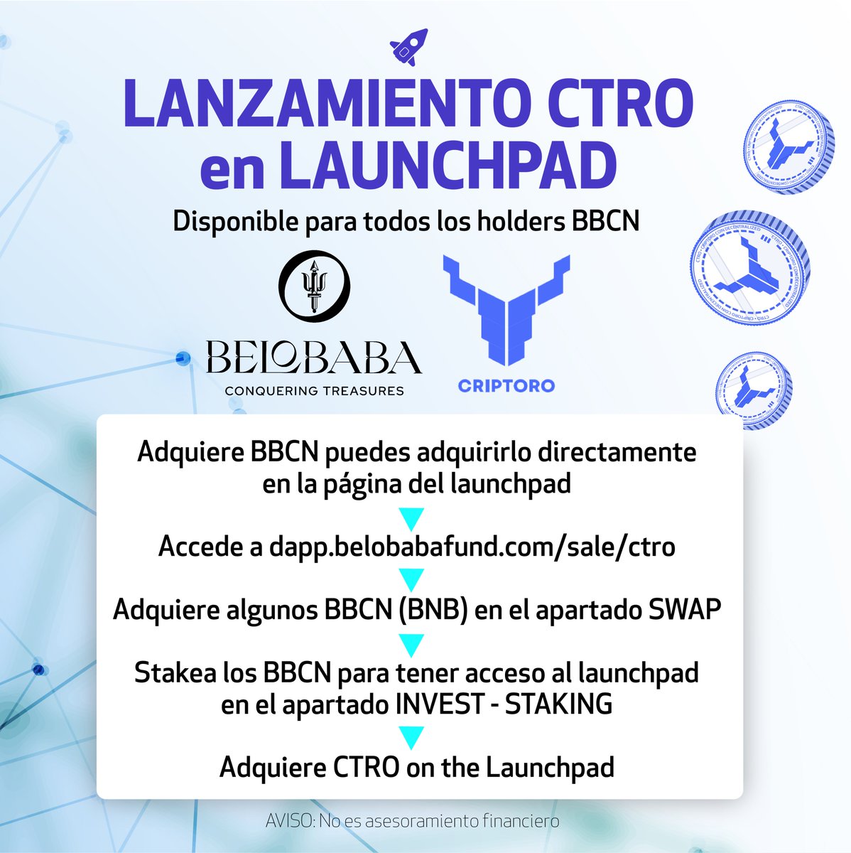 CriptoroEs's tweet photo. 📢Activado $CTRO, ¡vamos!.
Entra en el link ➡️ https://t.co/yLZsVqWm9d
#belobaba #bbcn #ctro
@Belobabafund
#presale #ico #launchpad #airdrop #ctro #criptoro https://t.co/88hCJQLFjB