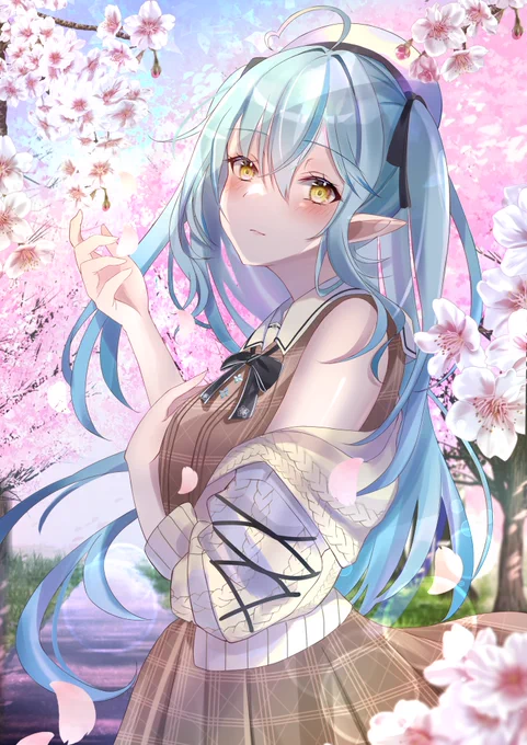 桜ラミィちゃん(背景なしはリプ欄へ)#LamyArt #雪花ラミィ 