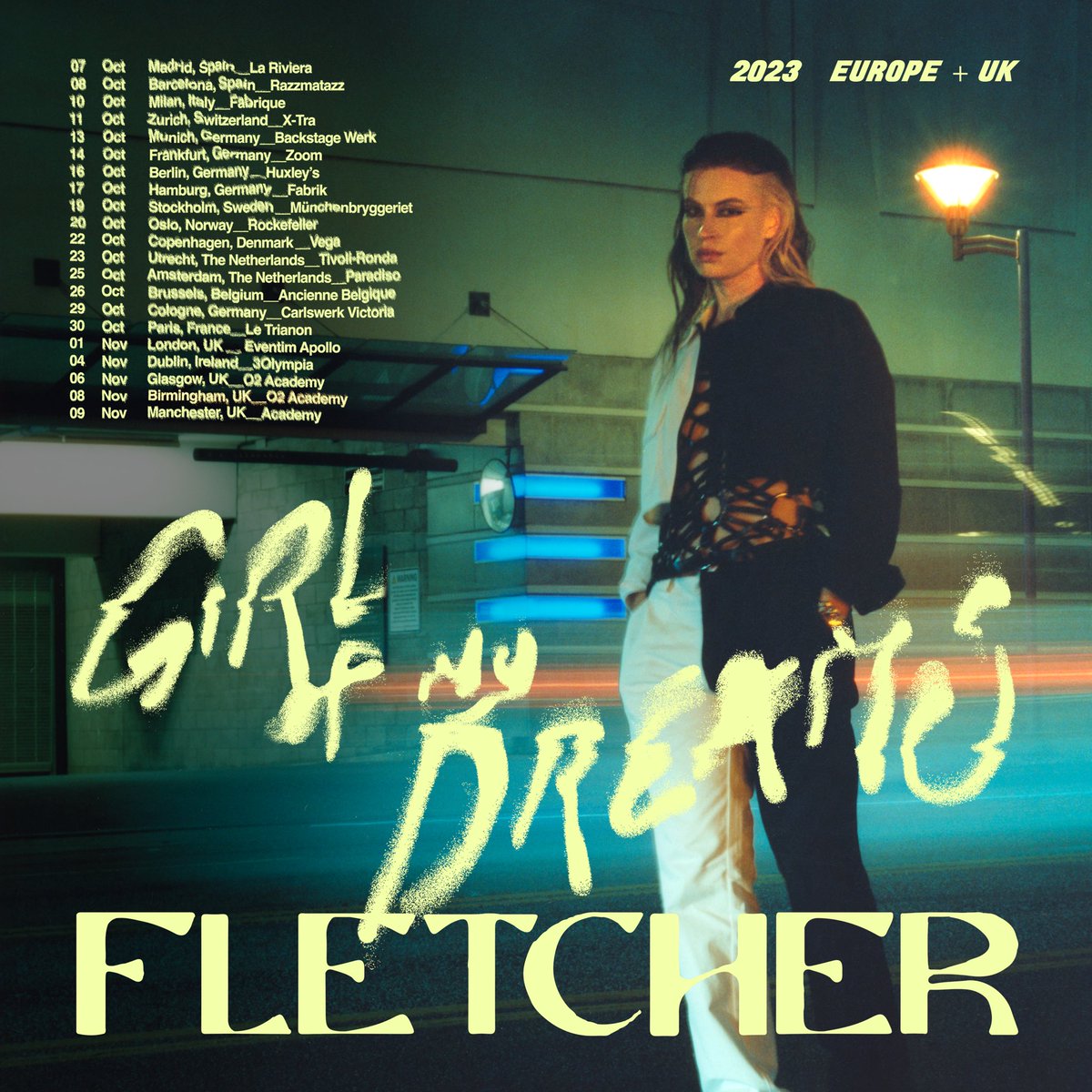 findingfletcher's tweet photo. fletch fam! so damn excited to announce the GIRL OF MY DREAMS headline tour experience finally coming to Europe and the UK this Fall 🤍 cannot wait to scream sing these songs together in our own space with other surprises✨ pre-sale on wednesday. general onsale this friday. https://t.co/ytf2rABzwk