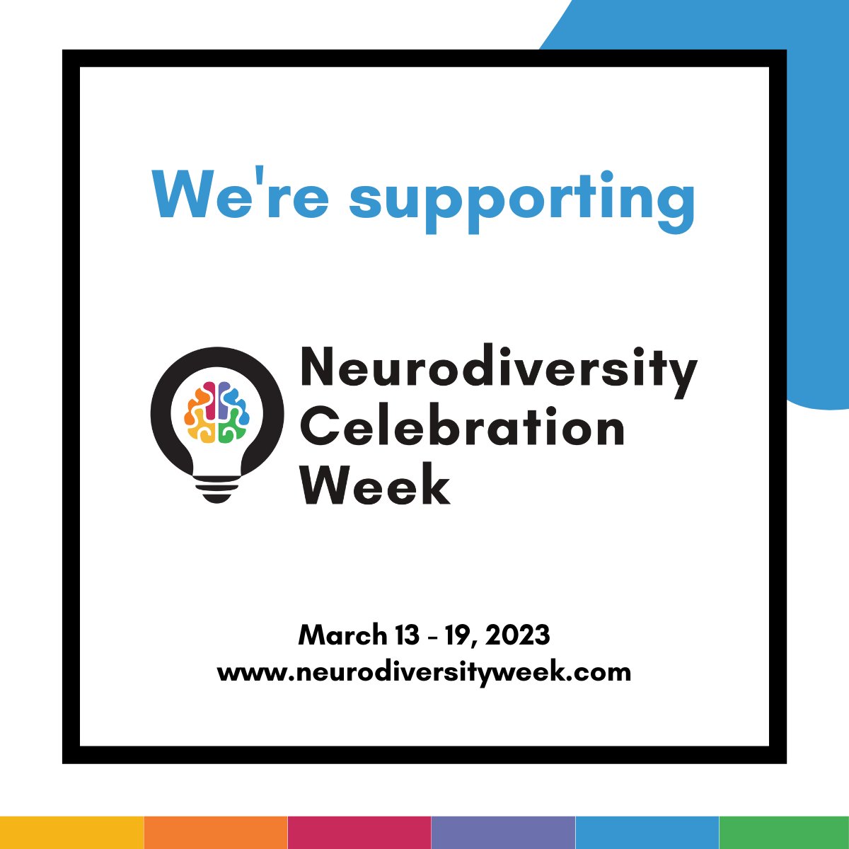 We're proud to be supporting Neurodiversity Celebration Week 2023!

Neurodiversity Celebration Week is a worldwide initiative that challenges stereotypes and misconceptions about neurological differences.

#NeurodiversityCelebrationWeek #NeurodiversityWeek #NCW #ThisIsND