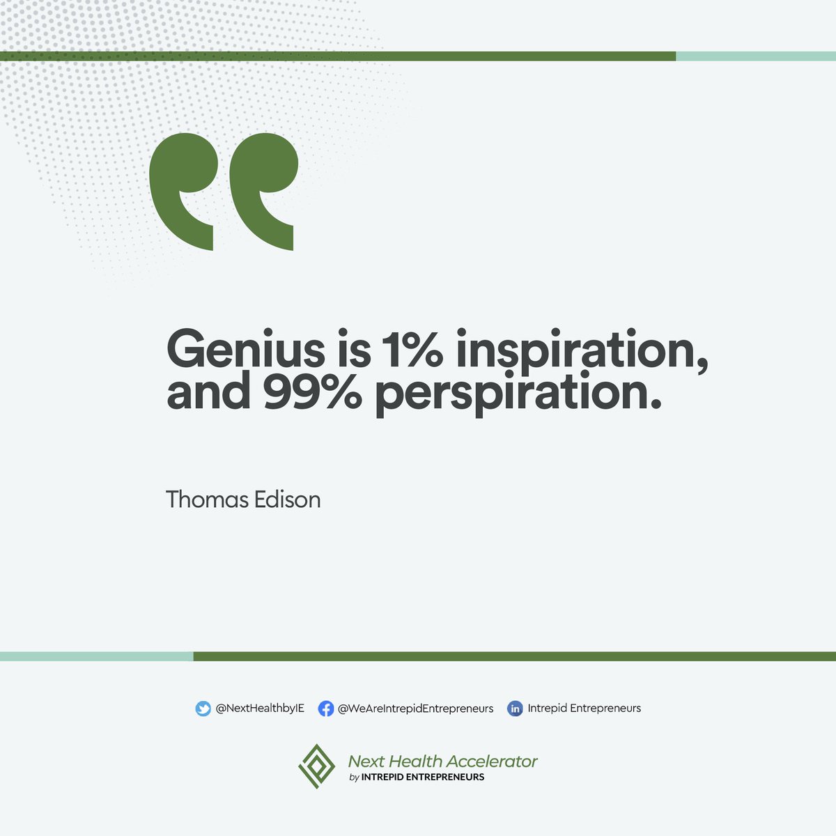 NextHealthbyIE's tweet photo. Great accomplishments depend not so much on ingenuity as on hard work. No matter how brilliant your idea is, you have to put in the work to achieve it.
𝐇𝐚𝐯𝐞 𝐚𝐧 𝐞𝐱𝐜𝐞𝐥𝐥𝐞𝐧𝐭 𝐰𝐨𝐫𝐤 𝐰𝐞𝐞𝐤!

#intrepidentrepreneurs #NHA #mondayquote https://t.co/4GcsTc1Hhb