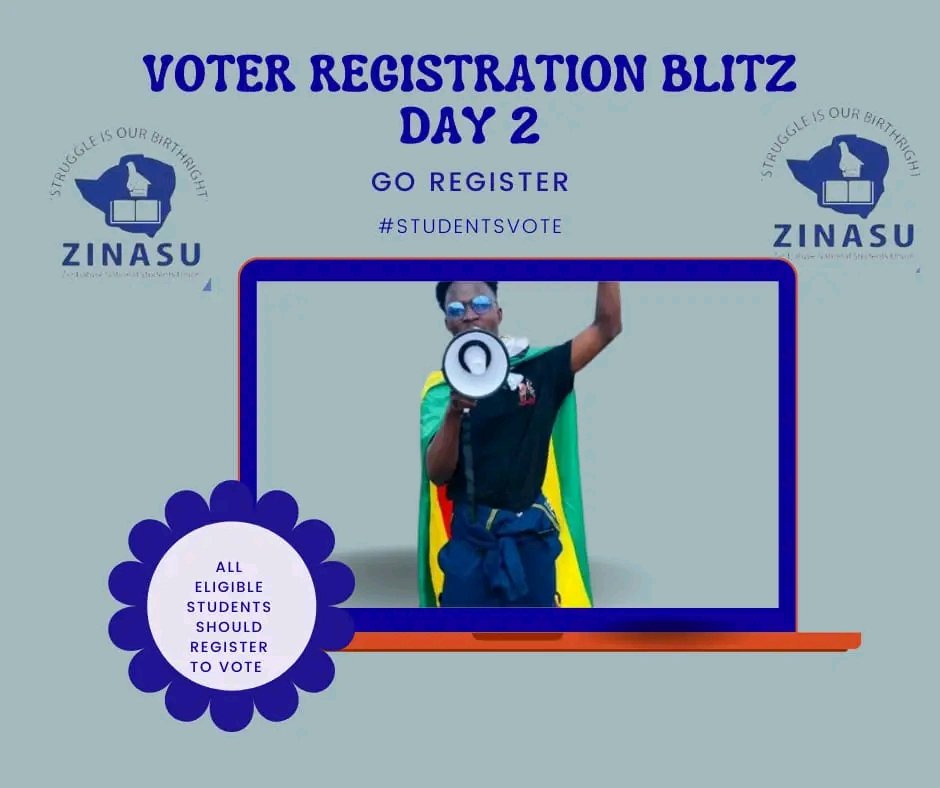 JosephNyamayaro's tweet image. Day 2 of the voter registration blitz the Union @Zinasuzim is actively encouraging students to go out in their numbers and register. #RegisterToVoteZW #StudentsVote