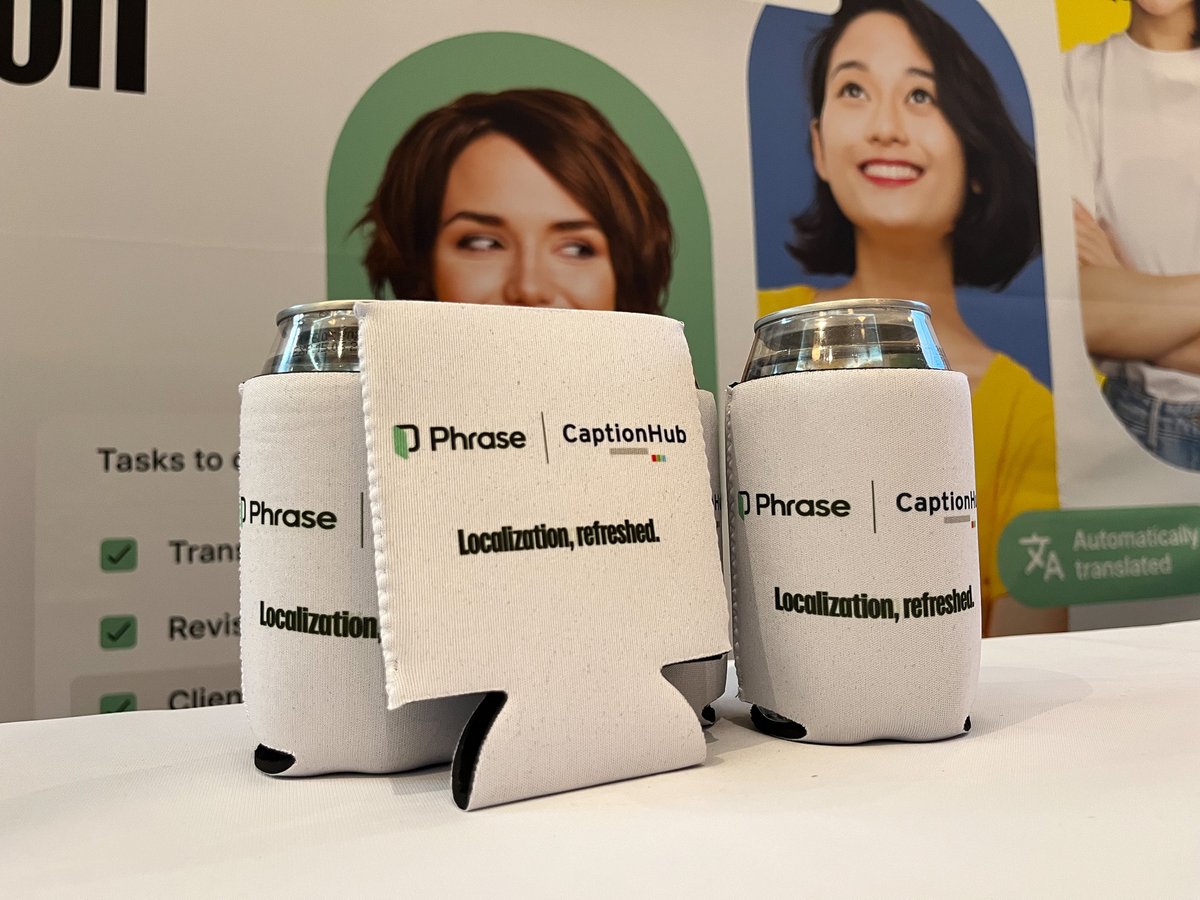 PhrasePlatform's tweet photo. Localization is in the Dublin air and we love it! If you are at GALA, feel free to join us and our partner @CaptionHubHQ at 4:30 pm GET in front of booths 18 and 19 for some post-conference refreshments—have a drink on us and get your koozie!
Cheers to keeping #l10n refreshed! 🥂 https://t.co/Bb7N3JJahr