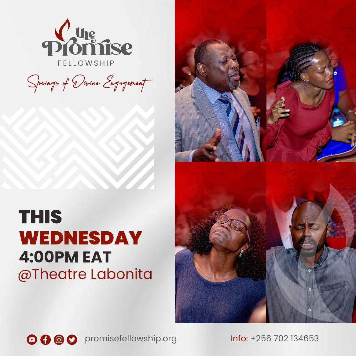 thePromise_F's tweet photo. #Wednesday is officially our favourite day😍of the week because we get to spend time in the LORD's presence with #you:
>>>
Join us on the 15th for #ThePromiseFellowship at *Theater Labonita.*
Doors open at ⏰4 PM EAT!
Invite a friend
#NewEra
#SpringsOfDivineEngagement https://t.co/vFWuYiWvsN