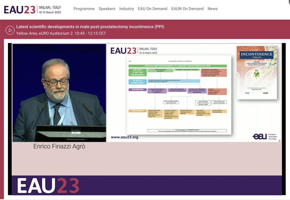 Amazing lecture on the role of urodynamics in post-prostatectomy urinary incontinence by Prof @EFinazziAgro #EAU2023 @Uroweb #7thICI