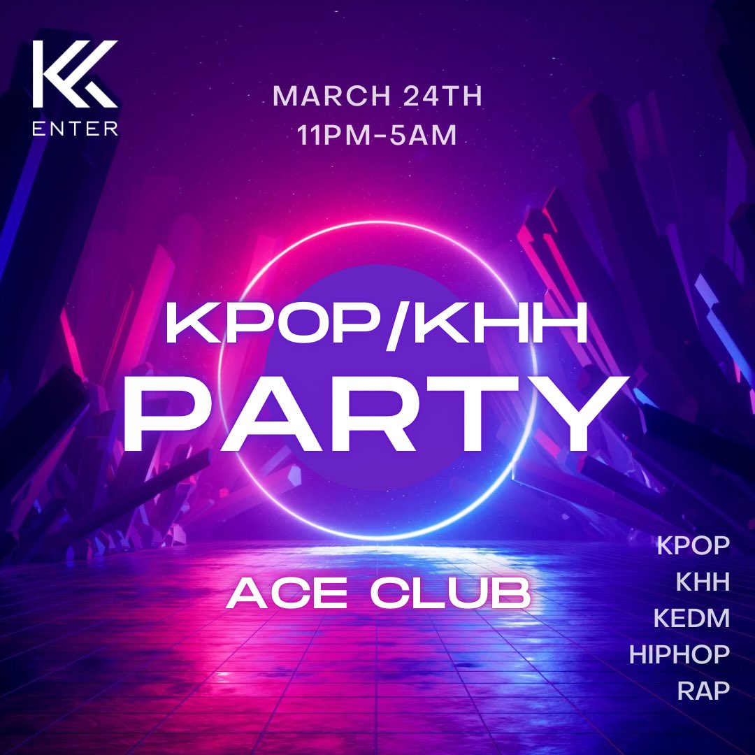 K_enter__'s tweet photo. Ne manquez pas notre soirée du 24 mars au ACE rooftop Club à Paris. 

Au programme :
 - Vos titres KPOP/KHH préférés 
 - Les incontournables Rap/Pop US du moment 
 - Battle de danse 

Lien de la billetterie : https://t.co/ujpWGXh4lK https://t.co/XJLCrYOg6N