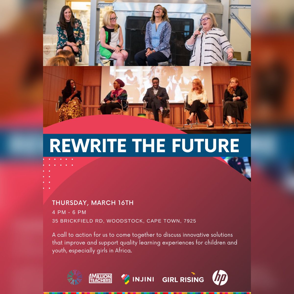 1MTeachers's tweet photo. A call to action for us to come together to discuss innovative solutions that improve and support quality learning experiences for children and youth, especially girls in Africa.  
Thursday, March 16th 
4 pm - 6 pm 
35 Brickfield Rd, Woodstock, Cape Town, 7925 https://t.co/cD9lruY0uQ