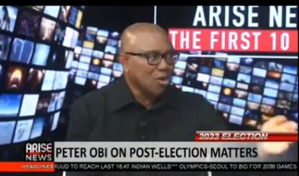 Chief_Ajiji's tweet photo. The problem of Nigeria is accepting wrong doing and calling it the will of God - Peter Obi. 

Arise TV https://t.co/bAZpvhi8TG