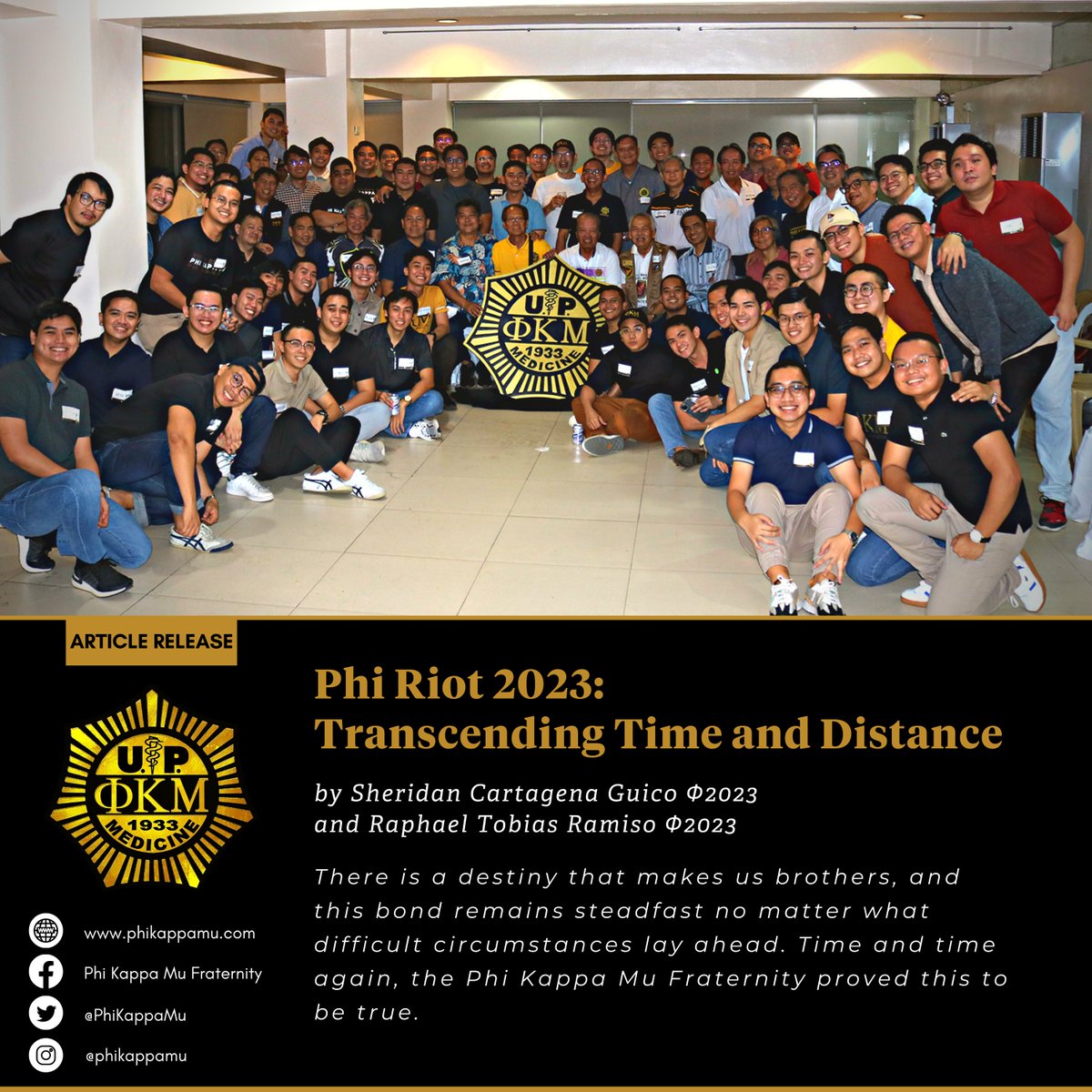 PhiKappaMu's tweet photo. READ Phi Riot 2023: Transcending Time and Distance at https://t.co/zZDP0CbB6p

Article by Sheridan Cartagena Guico Φ2023 and Raphael Tobias Ramiso Φ2023 https://t.co/2bQDRYexCZ