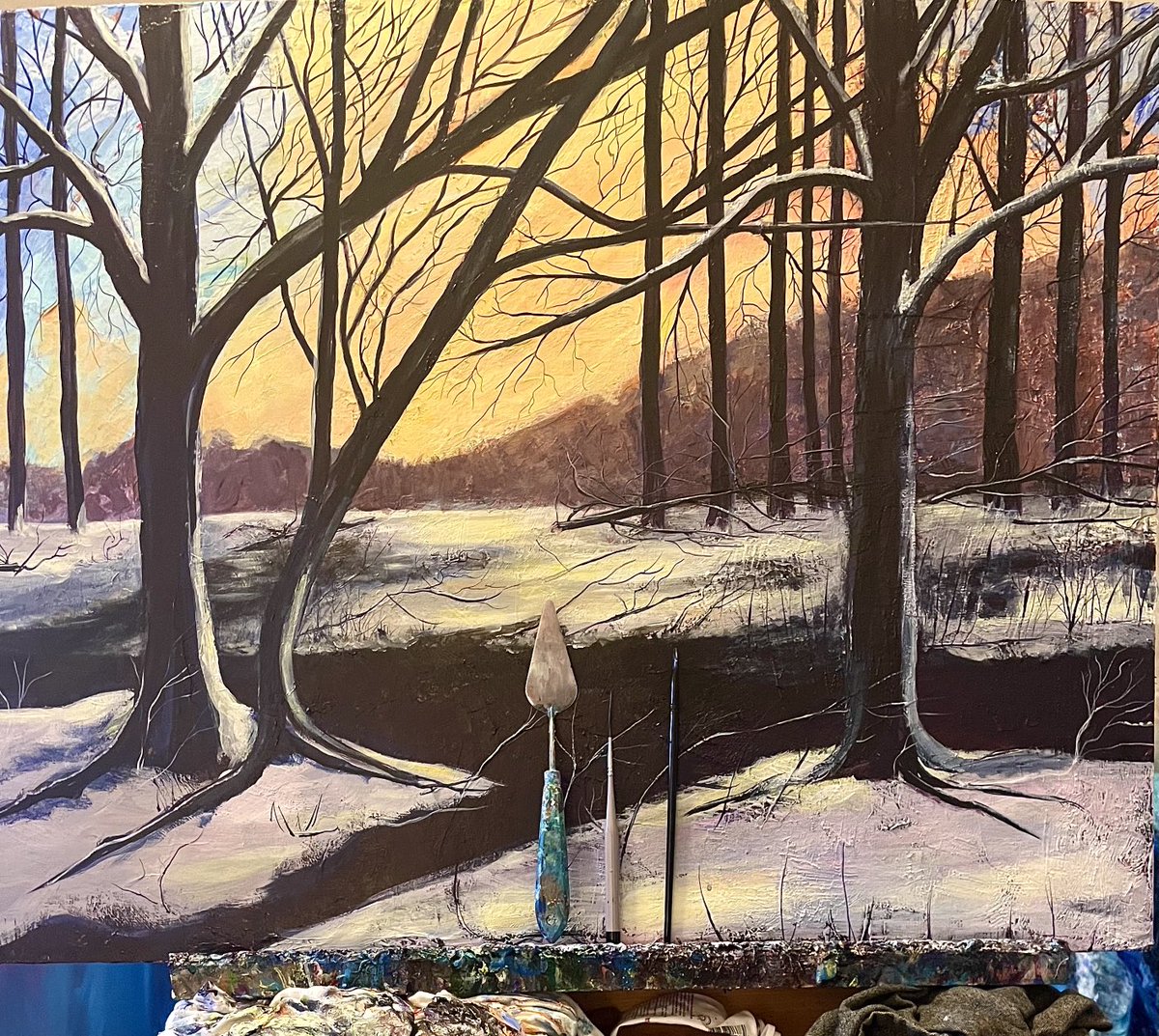 RCouture_Art's tweet photo. Creating more texture at the easel. #workinprogress #creatingtexture  #painting🎨 https://t.co/0KulegmUtv