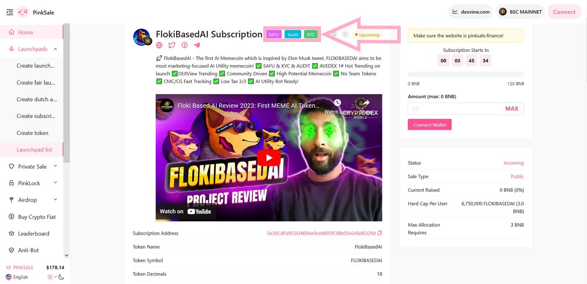 pinkecosystem's tweet image. 👉Congrats FlokiBasedAI for fulfilling the requirements and receiving the #Pinksale #Safu badge. 

🔥 The Safu badge requires a #Pinksale trusted developer to control the contract for the first 14 days.

🚀 Check them out below:  
  
pinksale.finance/launchpad/0x36…

#BSC #BNB #BTC