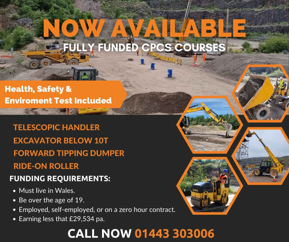 Unlock your potential in the construction industry with Personal Learning Accounts (PLA) funding! Get 100% funding for Plant operator qualifications, including Cpcs Forward tipping Dumper, Cpcs Ride on roller, Cpcs Telescopic handler, and more.