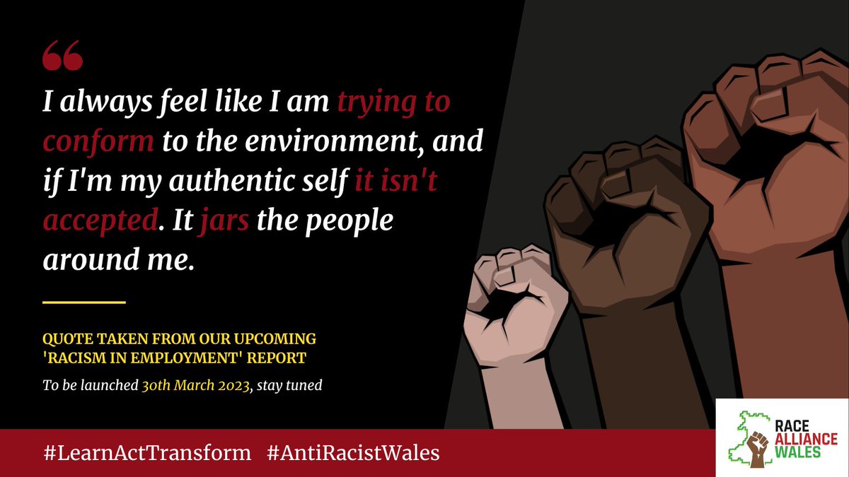 WalesRace's tweet photo. 🚨 It's official: We're launching our Racism in Employment report this month🚨
📅 on Thursday 30th March at 12 noon (Zoom)
So if you #ResistRacism, and stand by Gary Lineker, please also stand up for employees ✊🏿✊🏿✊🏿 #LearnActTransform
👉🏿 Sign up: https://t.co/LZMOvFxhJW https://t.co/bgDW3xF9Wt