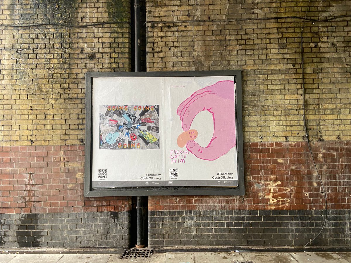 ShapeArts's tweet photo. #TheManyCostsOfLiving campaign out in the wild spotted by @EmilyHRoderick in Finsbury Park featuring @KirkwoodJonny + Jordon's 'Pressure' and @Hanecdote's 'Down The Drain' ⤵️

Find your nearest site and be sure to tag us in your photos 📸 : https://t.co/Wdiy8UOp88 https://t.co/jq1QDG4aMD