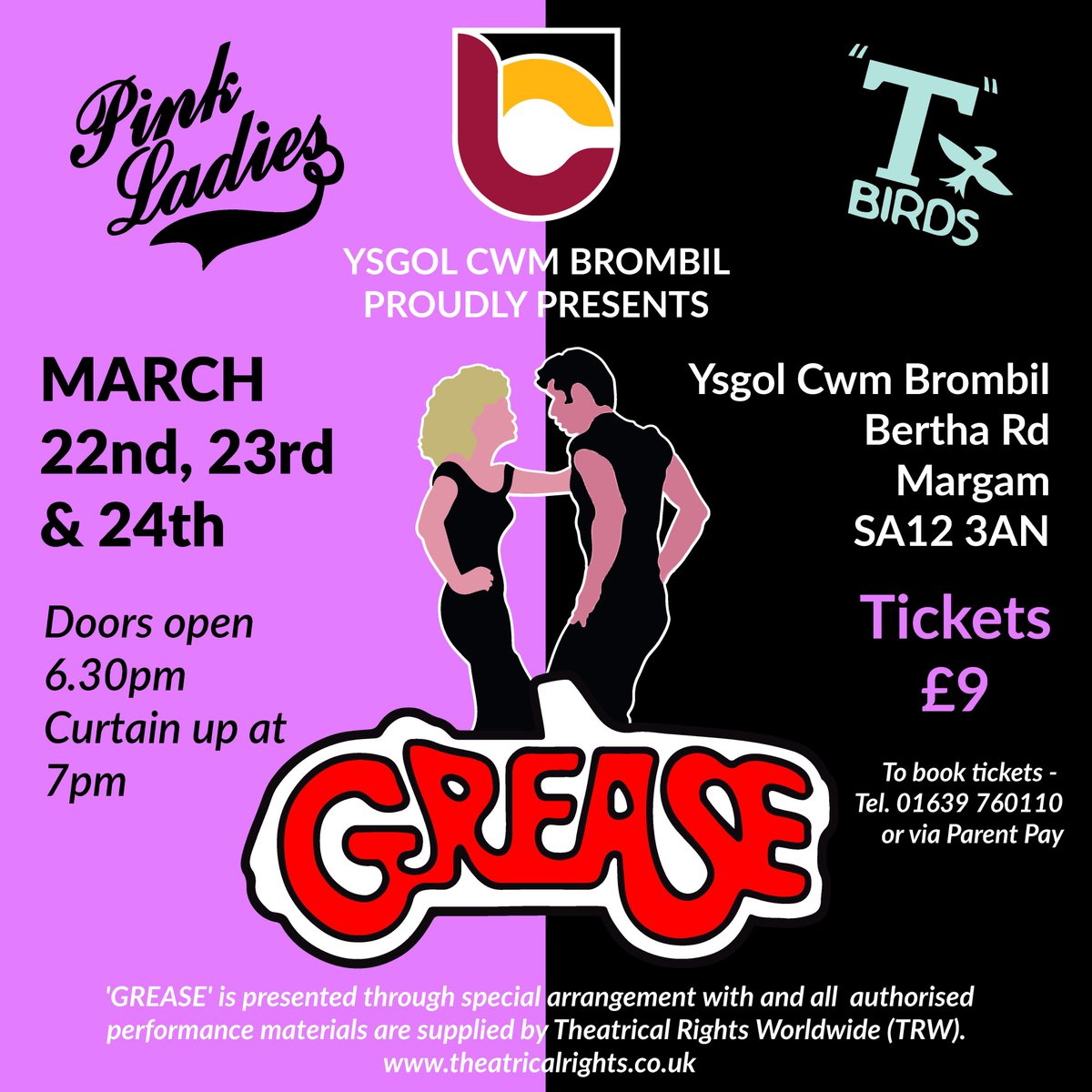 YsgolCwmBrombil's tweet image. Ysgol Cwm Brombil will proudly present Grease on the 22nd, 23rd and the 24th March. Tickets can be purchased on Parent pay or by contacting the school office.