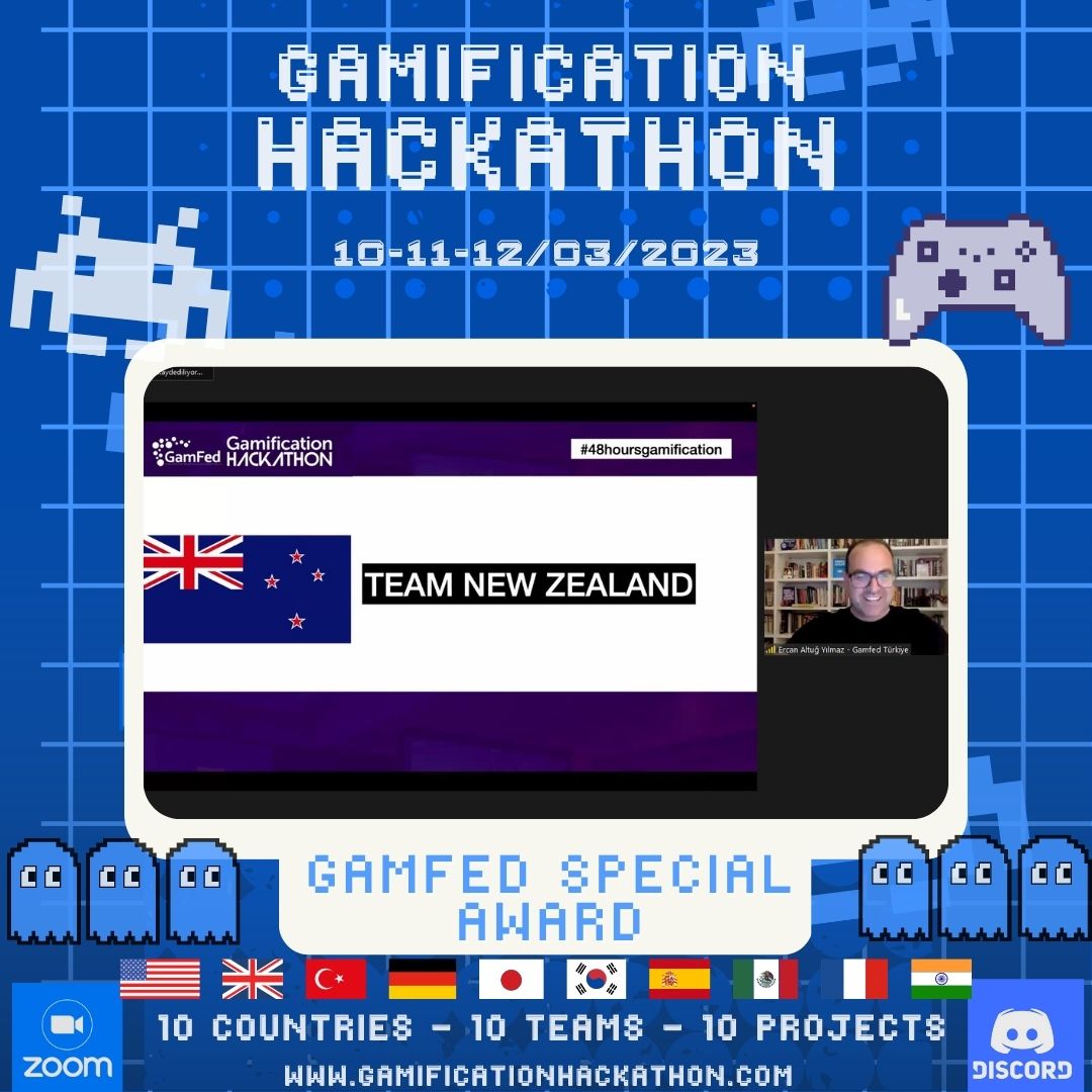 GamfedTurkiye's tweet photo. Congratulations to the team from New Zealand won the GamFed award
you can watch
👉https://t.co/Zqgq5v2Uuf
#gamification #48hoursgamification #GamFed #oyunlaştırma https://t.co/d4uyBRok4p