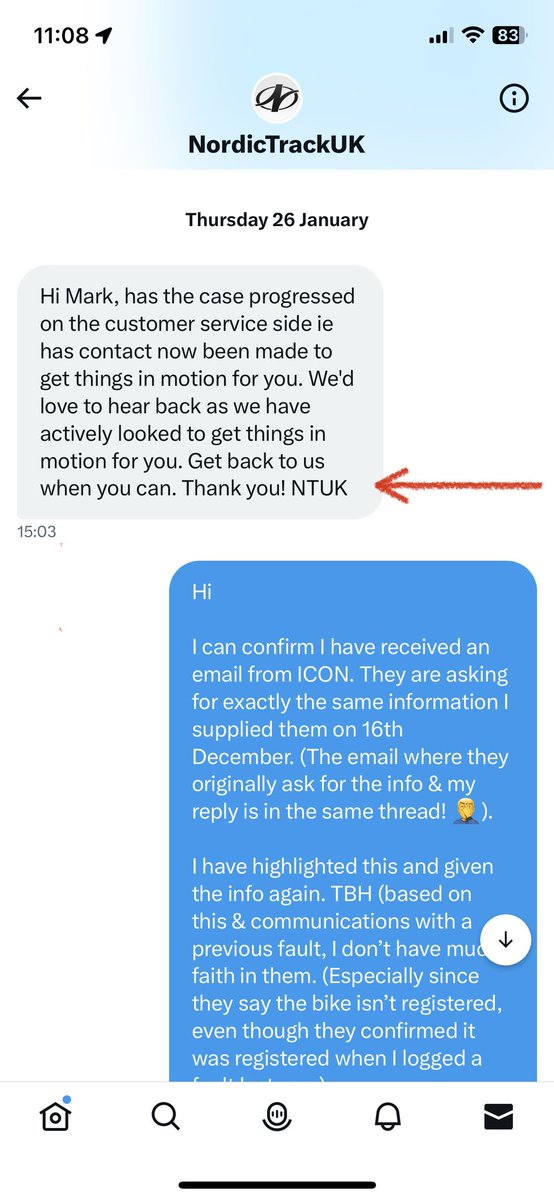 2nd Dec 22 I logged a fault with my <a href="/NordicTrack/">NordicTrack</a> s22i bike. Rather than be true to their word &amp; fix the issue, <a href="/NordicTrackUK/">NordicTrackUK</a> have now totally blocked me, despite their request to keep them informed!

Was asking for an update every 10-days is too much? 

Please help fix my bike
