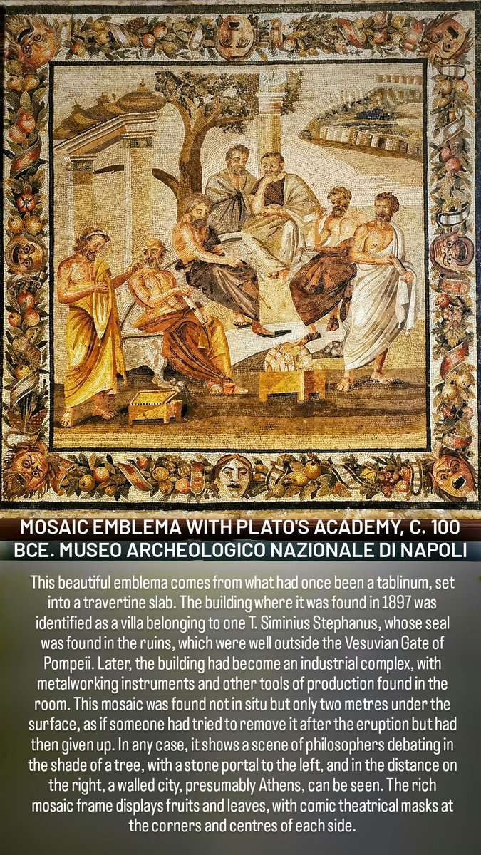 antmoose's tweet photo. #MosaicMonday this week takes us to a villa outside the Vesuvian Gate of #Pompeii to see Plato's Academy, outside the walls of #Athens. The early date and sophistication of this emblema suggests it was a #Greek import, all the rage in #Rome though already familiar in #Naples. https://t.co/FdwrKD8xRS