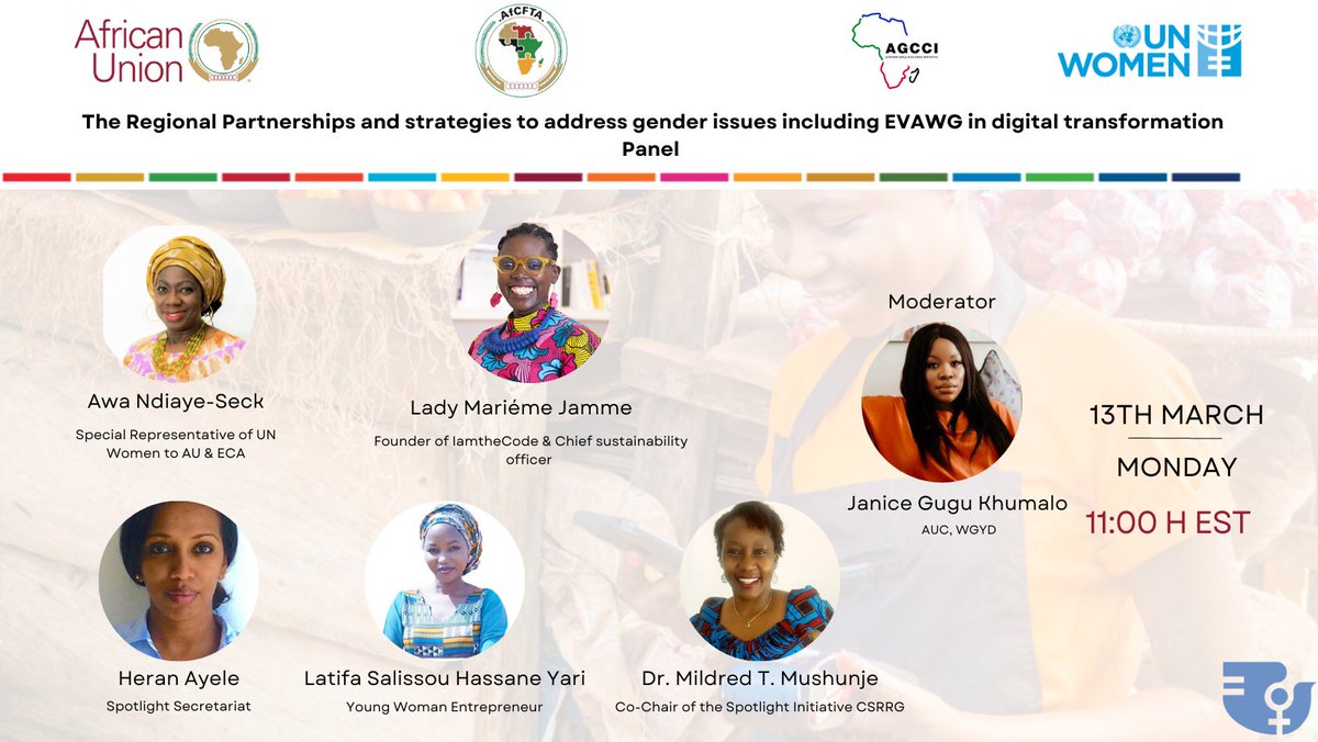 Meet our panelist! 📣Tune in at 10:00 am EST to our side event on the Intra African Trade and the Gender Digital Divide today with <a href="/AU_WGYD/">African Union Women, Gender & Youth Directorate</a>