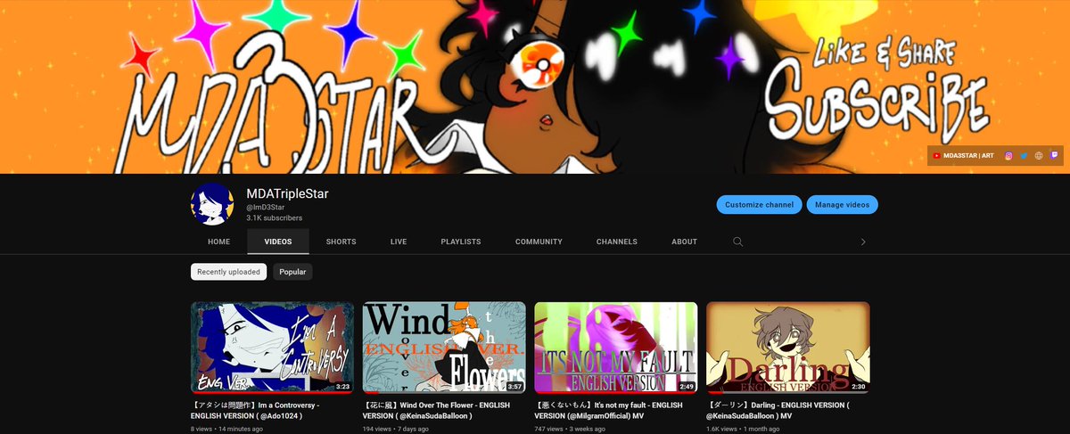 star_mda's tweet photo. 🧡MY! WE HIT OUR FIRST 100 SUBS AFTER 3K TODAY! Im over the moon! Welcom to the empire and being part of my journey! :D I wonder if we can hit 4k in no time! Lets do this! thats our goal, Let's all do our best!#youtube #utaitte #envtuber #vtuber #englishcover #singer #ensinger 🧡 https://t.co/xC7V1h8ZDK