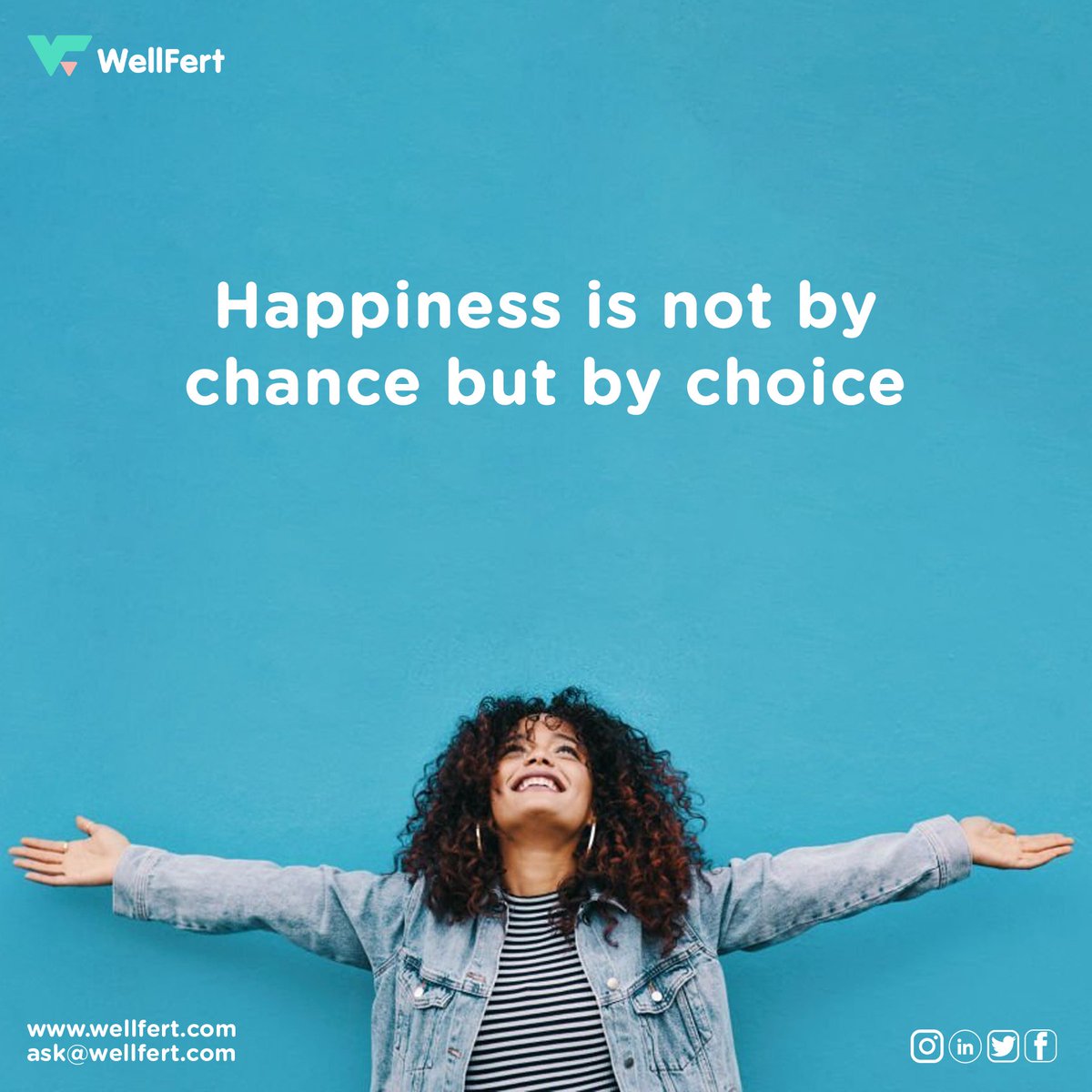 WellFert's tweet photo. What's your choice this week? 
Remember, happiness is a choice, let these words serve as a daily reminder to focus on the positive and choose joy.

#ChooseHappiness #HappinessIsAChoice #MakeItHappen #PositiveVibesOnly #GoodVibesOnly #JoyfulLife #GratefulHeart #wellfert https://t.co/XfbeL7Xhjw