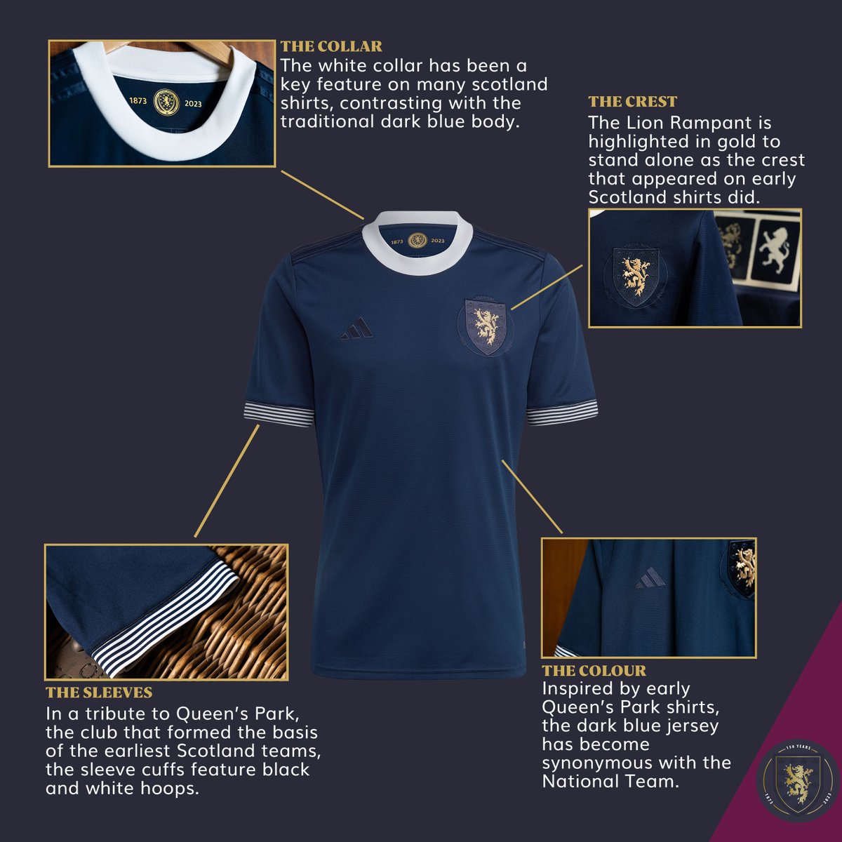 Maillot De Foot Écosse Supporters Club – 30 Ans Anniversaire – Bleu, Taille XL