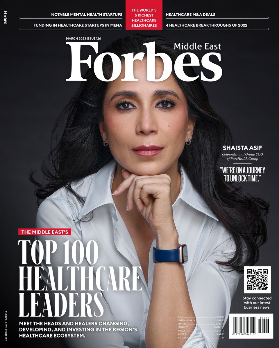 <a href="/Forbes_MENA_/">Forbes Middle East</a> recognizes Shaista Asif as the No. 1 among 100 healthcare leaders in the Middle East.
Read more: forbesmiddleeast.com/lists/top-100-…
#Longevity #PureHealth