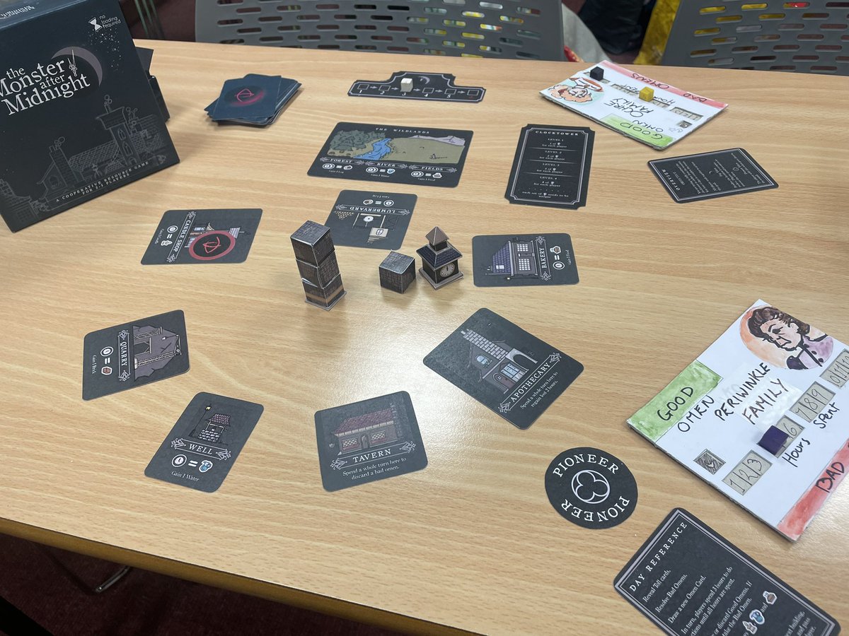 CariWatterton's tweet photo. Last weekend we did the Moray Game Jam! This is our game, The Monster After Midnight, which won the two board game awards. 🏆

The theme was to choose the first line of a novel, and we chose A Monster Calls by Patrick Ness: “The monster showed up just after midnight.” https://t.co/ghPObpb1BA