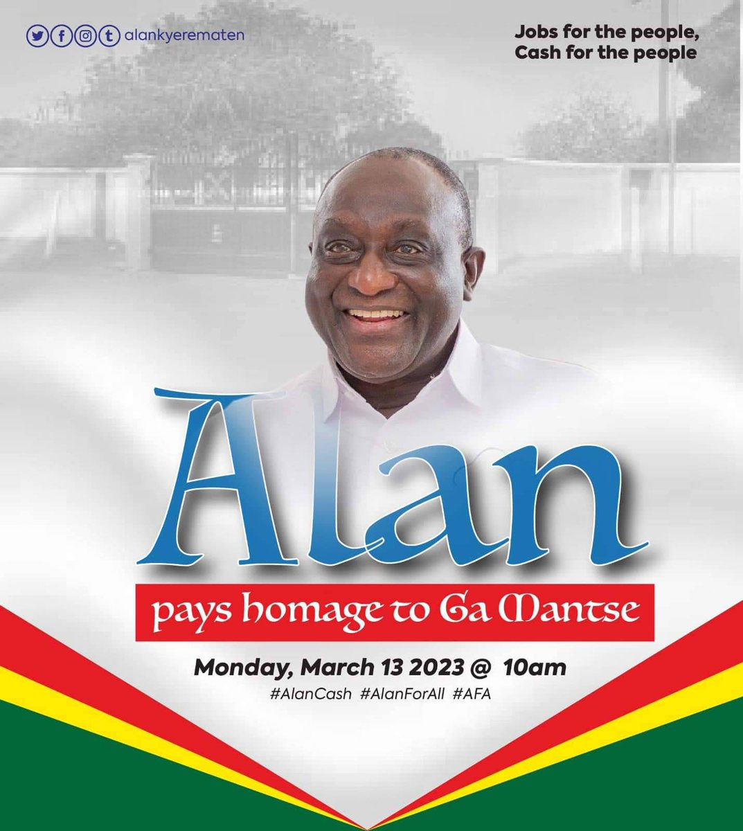 DK_Ghana's tweet photo. The King of Ga State welcomes @AlanKyerematen today at the Palace, where he is expected to give him his wise counsel.
#AlanCash
#AlanForAllAFA https://t.co/6RU0Z89VKy