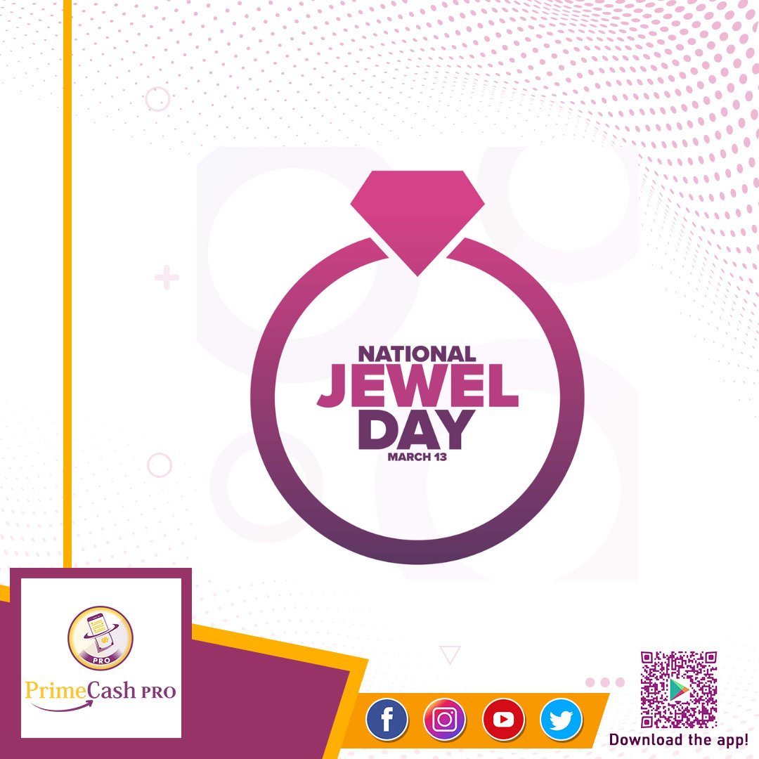 Primecash_PRO's tweet photo. Wishing you a dazzling National Jewel Day filled with sparkle, shine, and all things fine! Enjoy the beauty of precious gems and jewelry today and always.
#JewelryDay #JewelryLover  #Diamonds #GoldJewelry #SilverJewelry #JewelryDesign #JewelryAddict  #primecash #PrimeCashPro https://t.co/8TBnNuGkwQ