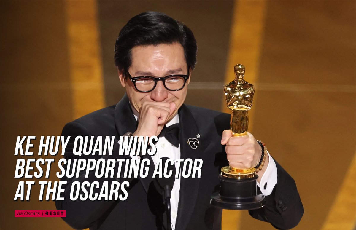 TheResetPh's tweet photo. #KeHuyQuan took home the Academy Award for best actor in a supporting role at the #Oscars on Sunday night, delivering a moving speech as he accepted the honor. 

"My mom is 84 years old, and she's at home watching. Mom, I just won an Oscar!" 
#EverythingEverywhereAllAtOnce https://t.co/U1p0gZoJFy
