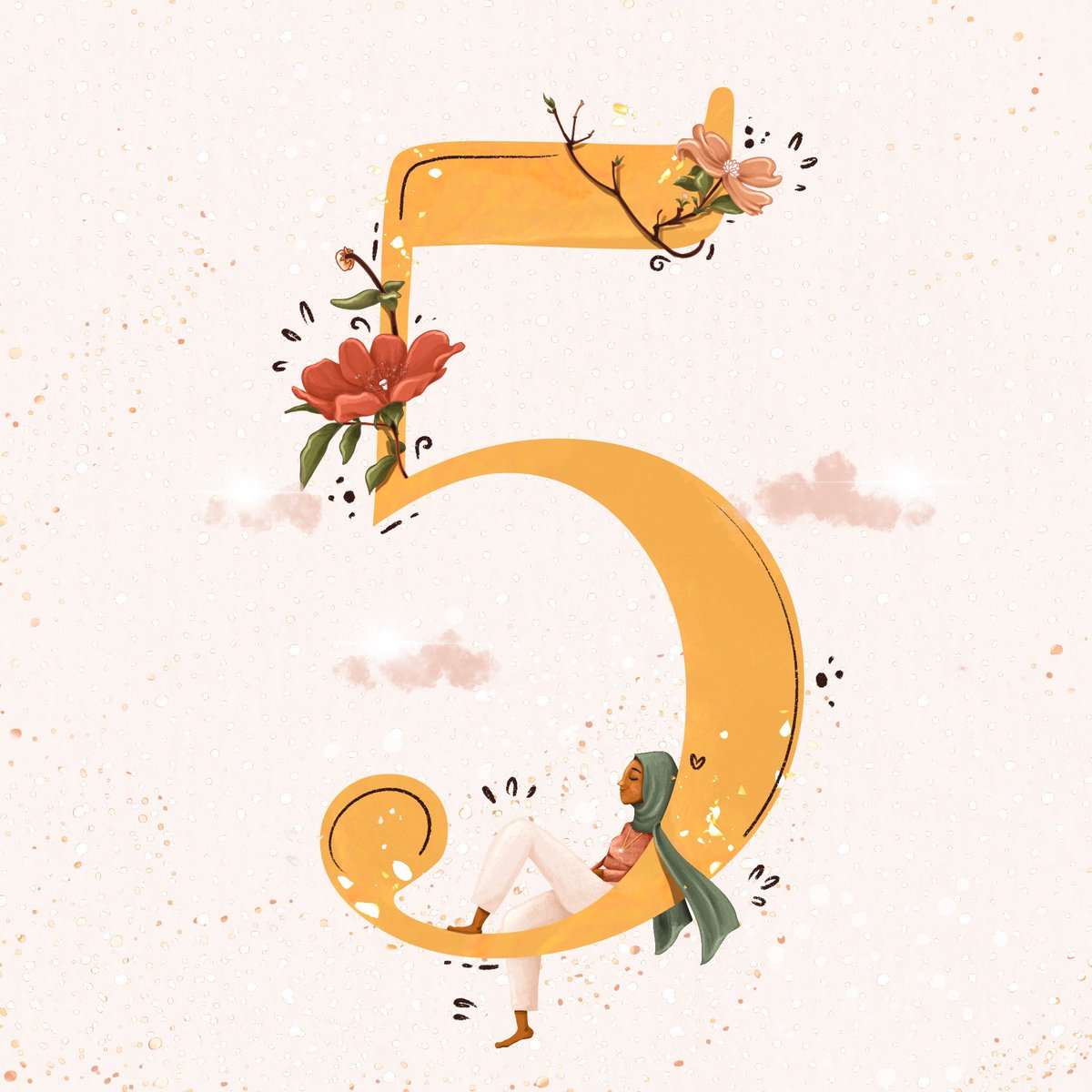 5 years! 
It’s been quiet a journey. I’ve faced my ups &amp; downs along the way but what kept me going was the love and support from you guys. So let me take a moment and thank each and everyone of you.
I love you guys 🥲💛

#lahustrations #procreate #anniversary