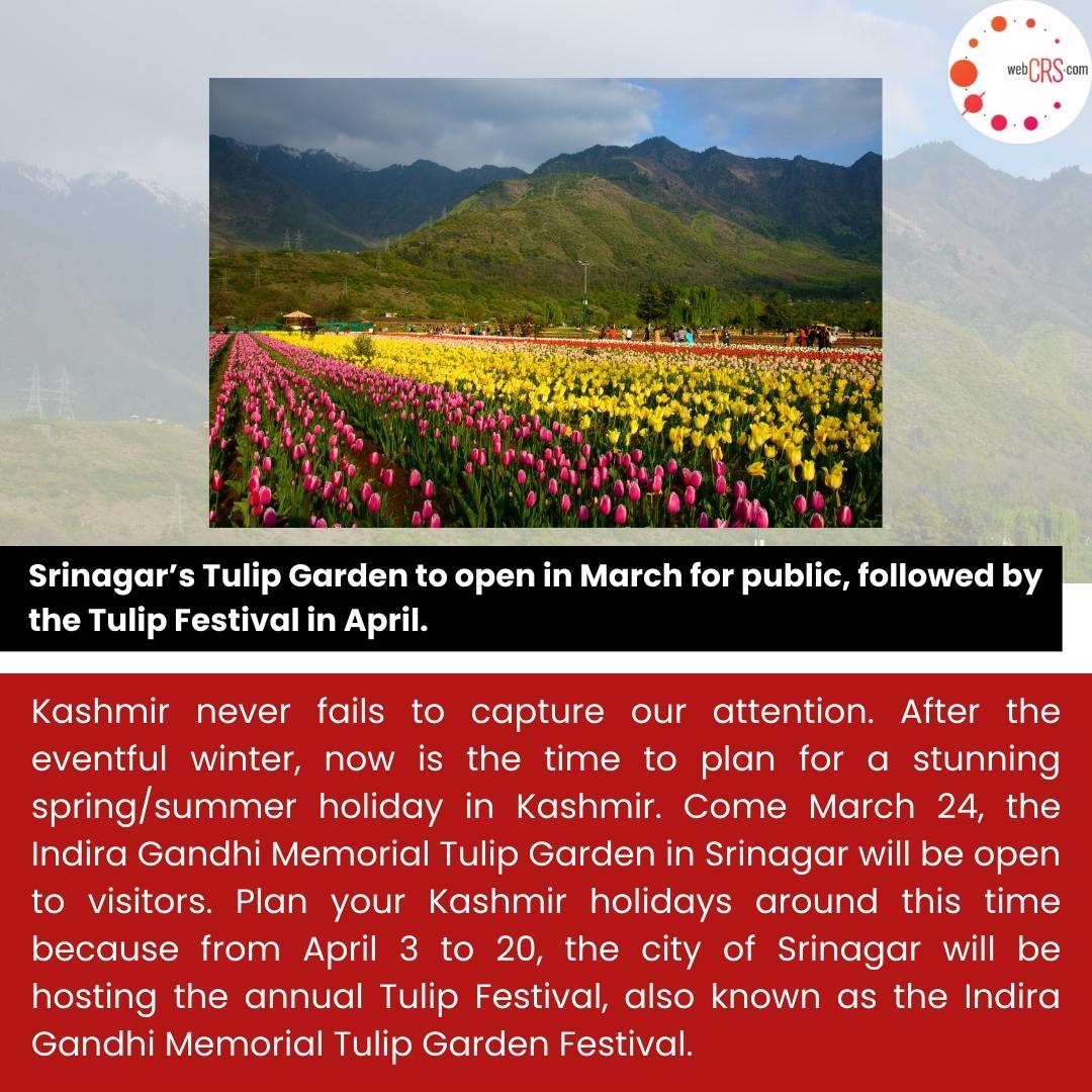 webcrs's tweet photo. Srinagar’s Tulip Garden to open in March for public, followed by the Tulip Festival in April. #travel #srinagar #kashmir https://t.co/MoJfNDSOtg