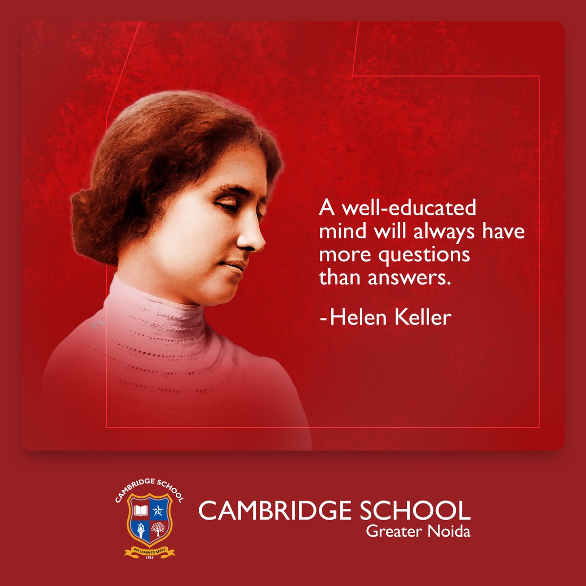 CambridgeGNoida's tweet image. At Cambridge School, we encourage our students to become curious thinkers, to learn by asking questions, and develop creative solutions to problems they come across.
.
.
.
#CambridgeSchoolGreaterNoida #CSGN #LearnToServe #CBSESchool #Education #Knowledge #Leadership #Quotes