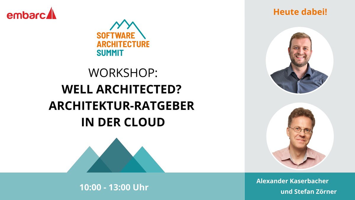 embarced's tweet photo. Gleich geht's los mit dem Workshop von @StefanZoerner &amp; @alexksbr auf dem @SoftwArchSummit zur Frage „Well Architected?" Architektur-Ratgeber in der #Cloud. Infos unter 👉 https://t.co/4KsJZfUNgT #SoftwareArchitectureSummit https://t.co/8UoUtkvhCb