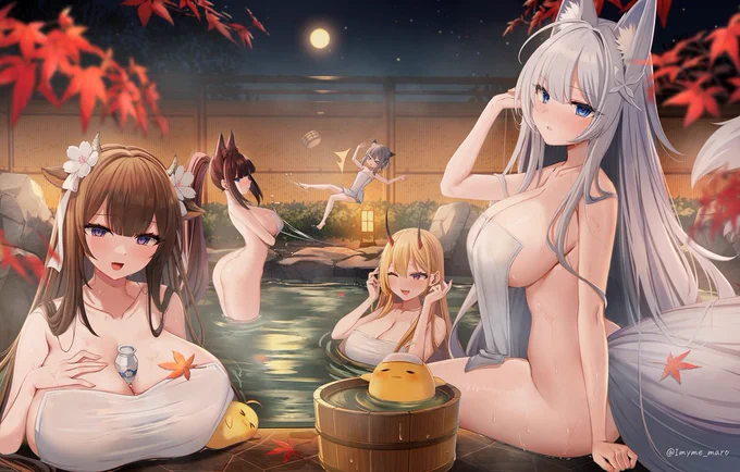 アズールレーン公式Instagramで重桜温泉のイラストを紹介していただきました!やったー!! 